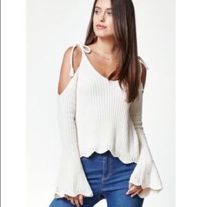 L.A. Hearts (Pacsun) white Scallop Sweater